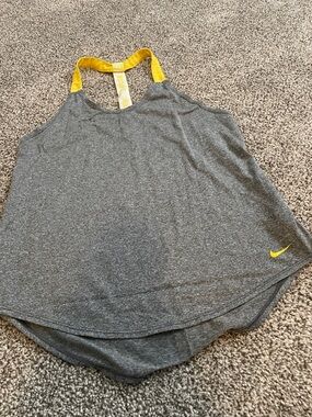 Nike Gray Heather Racerback Tank with Yellow Accents
